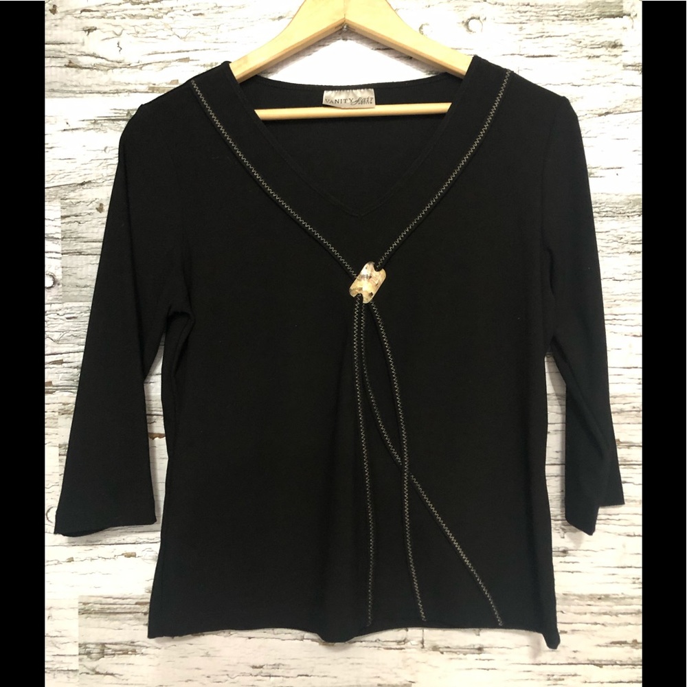 Vanity Fair Petite XS top with shell embellishment